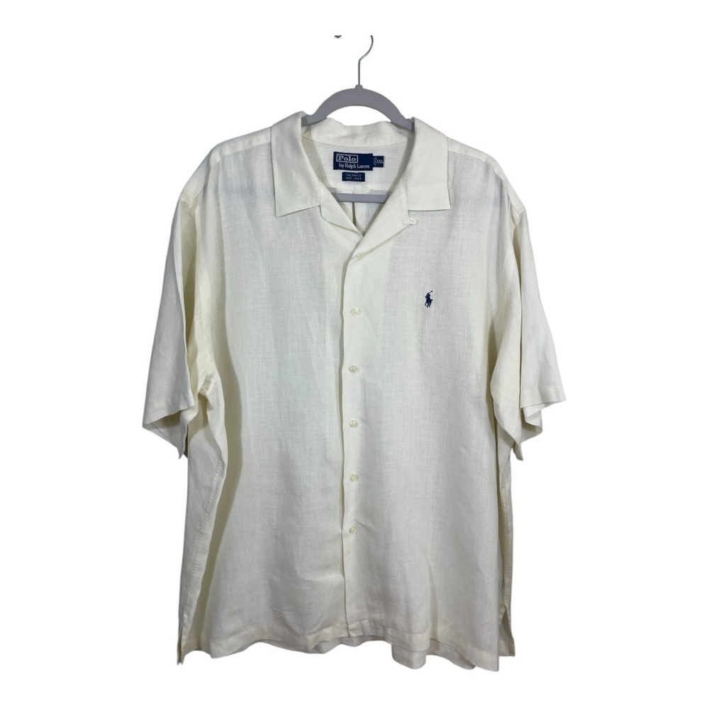 Polo Ralph Lauren Caldwell Linen Shirt Mens XXL Cream Button Front Camp Collar